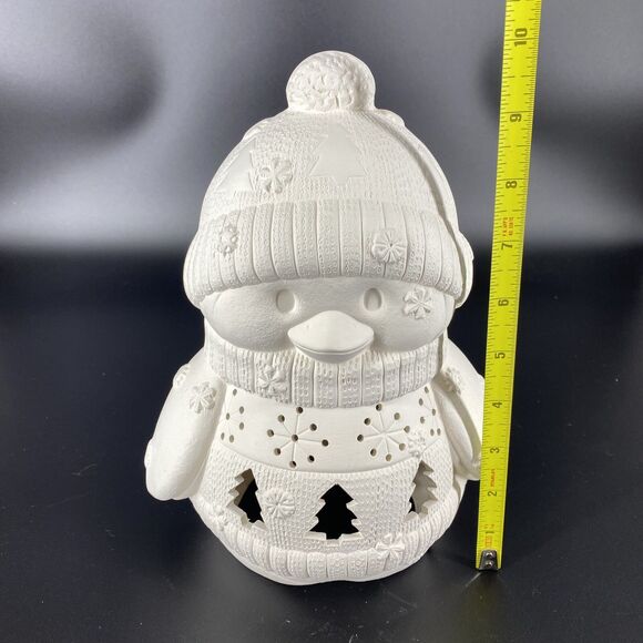 Ready to Paint Ceramic Bisque Penguin with Hat Sweater 10” Holiday Winter Decor - Picture 6 of 6